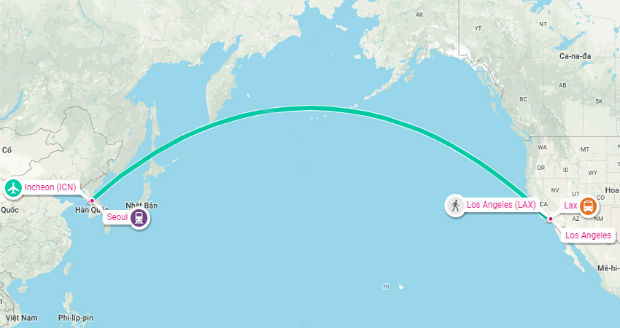 Đi máy bay từ Hàn Quốc đến Mỹ mất bao lâu?